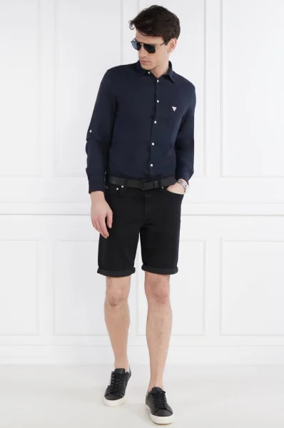 Leinen hemd | Regular Fit Guess Underwear dunkelblau